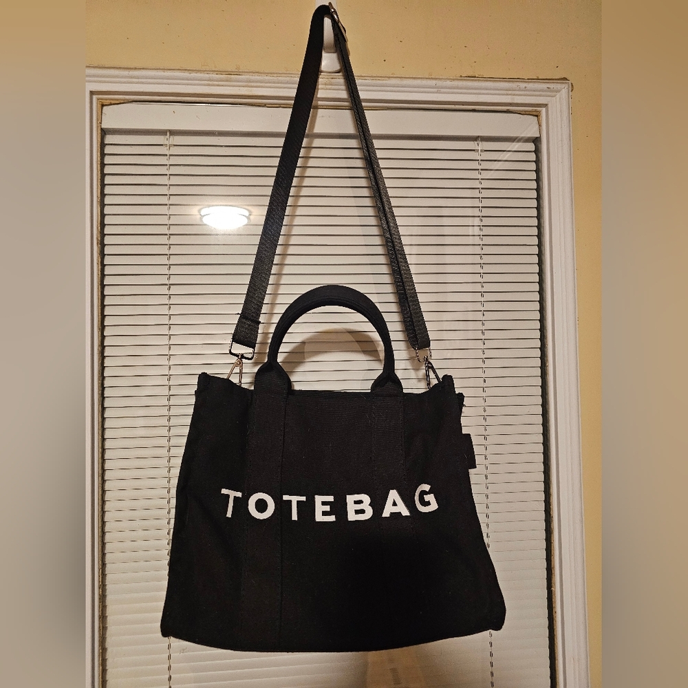 Black Tote Bag With Crossbody Strap